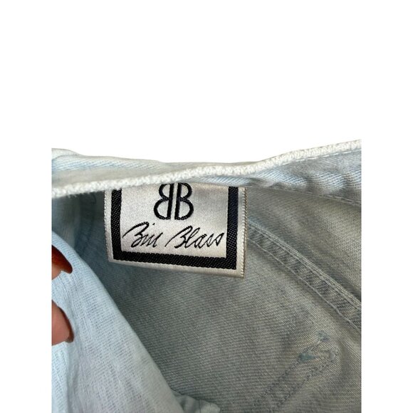 BILL BLASS Vintage Light Wash Cuffed 100% Cotton High Waist Jeans Shorts Size 6 - Picture 7 of 10